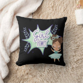 Kleines Mädchen, Mädchen Power grün & schwarz Kissen (Decke)