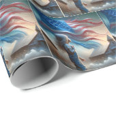 Kleines Mädchen mit amerikanischer Flagge Geschenkpapier (Rolleneckpunkt)