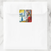 Kleines Mädchen mit blauer Schwertlilie Quadratischer Aufkleber (Tasche)