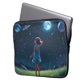 Kleines Mädchen mit Blick auf die Sterne Laptopschutzhülle (Vorderseite Links)