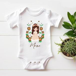 Kleines Mädchen mit Blume Baby Strampler