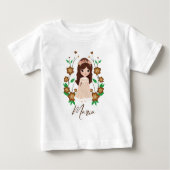 Kleines Mädchen mit Blume Baby T-shirt (Vorderseite)