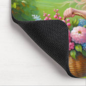 Kleines Mädchen mit Blume-Korb Mousepad (Ecke)