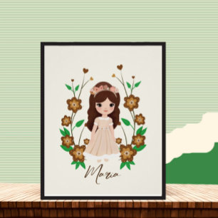 Kleines Mädchen mit Blume Poster