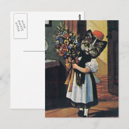 Kleines Mädchen mit Blume Postkarte (Vorne/Hinten)