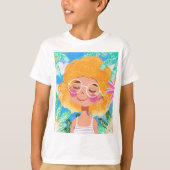 Kleines Mädchen mit Blume T-Shirt (Vorderseite)