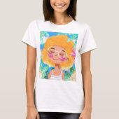 Kleines Mädchen mit Blume T-Shirt (Vorderseite)