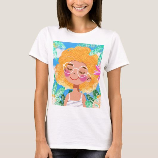 Kleines Mädchen mit Blume T-Shirt (Vorderseite)