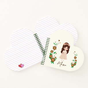Kleines Mädchen mit Blumen Notizblock
