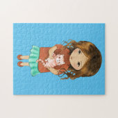 KLEINES MÄDCHEN MIT CAT ART JIGSAW PUZZLE (Horizontal)