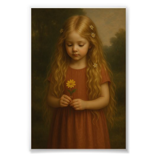 Kleines Mädchen mit Daisy-Blume Fotodruck (Vorne)