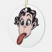 Kleines Mädchen mit der Zunge, die heraus haftet Keramik Ornament (Links)