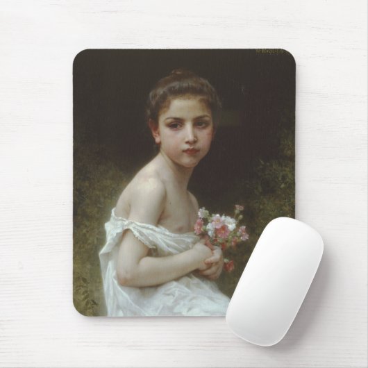 Kleines Mädchen mit einem Blumenstrauß Mousepad (Mit Mouse)