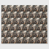 Kleines Mädchen mit einem Körbchen Kätzchen Geschenkpapier (Flach)