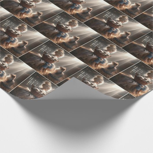 Kleines Mädchen mit einem Körbchen Kätzchen Geschenkpapier (Ecke)