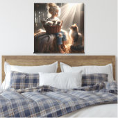 Kleines Mädchen mit einem Körbchen Kätzchen Leinwanddruck (Insitu (Schlafzimmer))