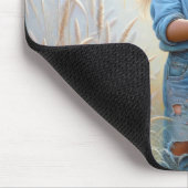 Kleines Mädchen mit einem Rot-Herz-Ballon Mousepad (Ecke)