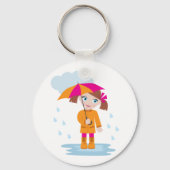 Kleines Mädchen mit einem Schirm-Schlüsselanhänger Schlüsselanhänger (Vorderseite)