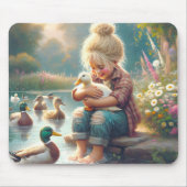 Kleines Mädchen mit Enten Mousepad (Vorne)