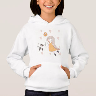 Kleines Mädchen mit Flügeln "Ich kann fliegen" Hoodie