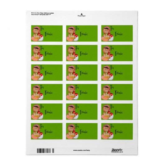 Kleines Mädchen mit gestopftem Herzen Adressaufkleber (Vorne)