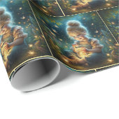 Kleines Mädchen mit Glühwürmchen im Jar Geschenkpapier (Rolleneckpunkt)