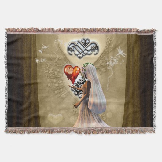 Kleines Mädchen mit Herz Decke (Vorderseite)