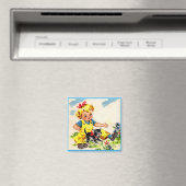 Kleines Mädchen mit hübschem Kätzchen Magnet (In Situ (Geschirrspüler))