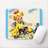 Kleines Mädchen mit hübschem Kätzchen Mousepad (Mit Mouse)