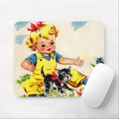 Kleines Mädchen mit hübschem Kätzchen Mousepad (Mit Mouse)