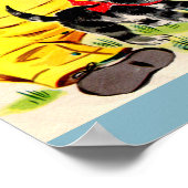 Kleines Mädchen mit hübschem Kätzchen Poster (Ecke)