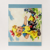 Kleines Mädchen mit hübschem Kätzchen Puzzle (Vertikal)