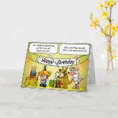 Kleines Mädchen mit Hund Parents lustige Karte (Gelbe Blume)