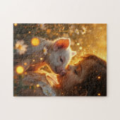 Kleines Mädchen mit ihrem Hausschwein Puzzle (Horizontal)