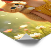Kleines Mädchen mit ihrem Kätzchen Poster (Ecke)