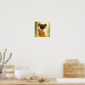 Kleines Mädchen mit ihrem Kätzchen Poster (Küche)