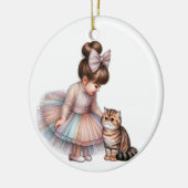 KLEINES MÄDCHEN MIT IHREM KITTEN KERAMIK ORNAMENT (Links)