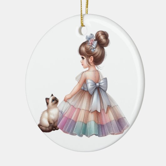 KLEINES MÄDCHEN MIT IHREM KITTEN KERAMIK ORNAMENT (Links)