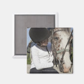 Kleines Mädchen mit ihrem Pferd Magnet (Vorderseite/Rückseite)