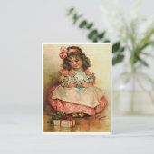 Kleines Mädchen mit ihrer Puppe und Weihnachtsgesc Postkarte (Stehend Vorderseite)