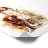 Kleines Mädchen mit irischem Setter Poster (Ecke)