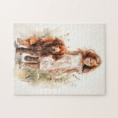 Kleines Mädchen mit irischem Setter Puzzle (Horizontal)