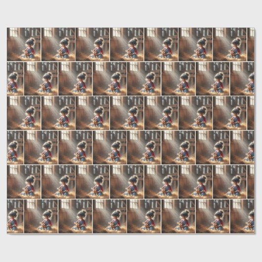 Kleines Mädchen mit Kalb Geschenkpapier (Flach)