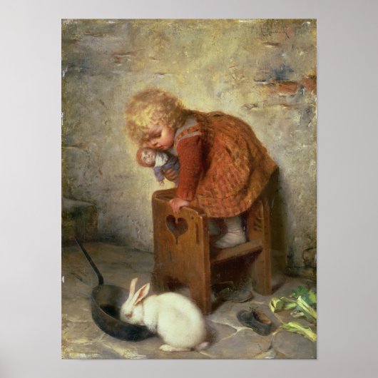 Kleines Mädchen mit Kaninchen Poster (Vorne)