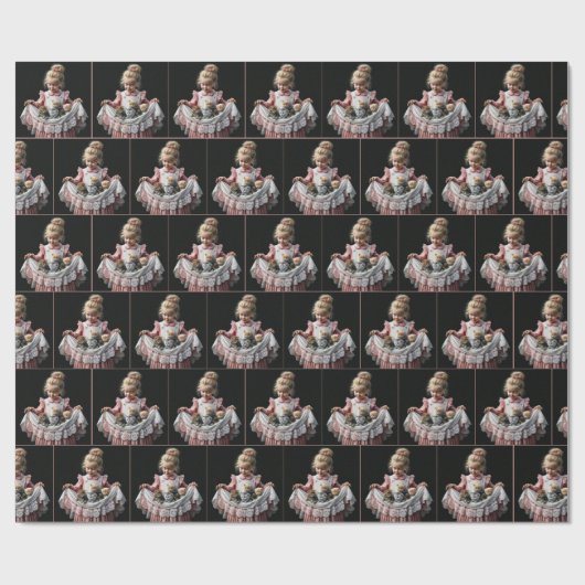 Kleines Mädchen mit Kätzchen in ihrer Schürze Geschenkpapier (Flach)