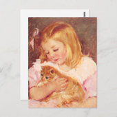 Kleines Mädchen mit Katzenpostkarte Postkarte (Vorne/Hinten)