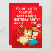 KLEINES MÄDCHEN MIT KATZGEBURTSPARTNEREINLAGEN EINLADUNG (Vorne/Hinten)