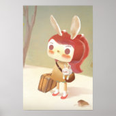 Kleines Mädchen mit Koffer in den Waldpos verloren Poster (Vorne)