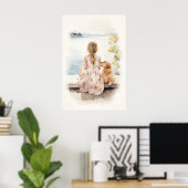 Kleines Mädchen mit Labrador Poster (Heimbüro)