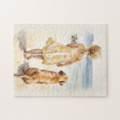 Kleines Mädchen mit Labrador Puzzle (Horizontal)